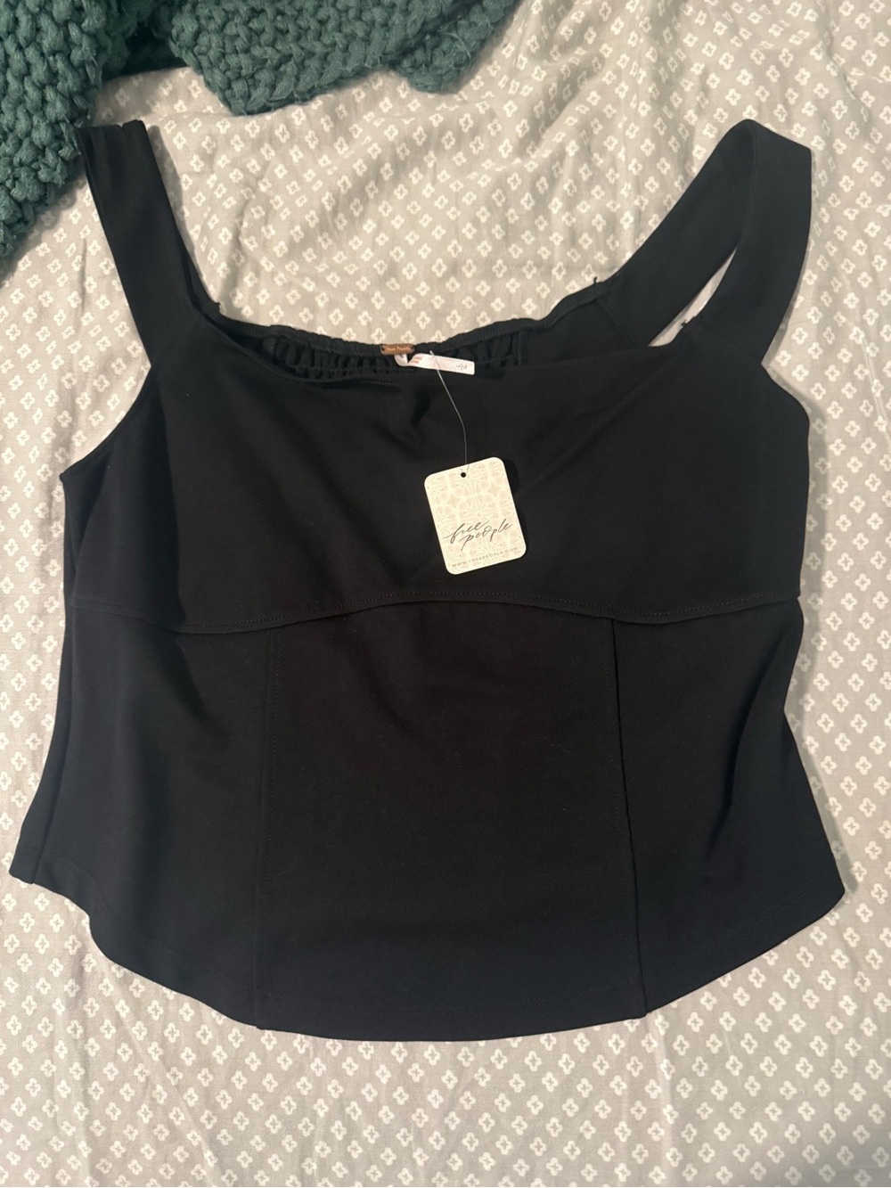 Free People Black Square-Neck Tank Top